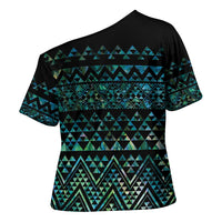 Maori Niho Taniwha Te Wheiao Cross Shoulder Shirt Paua Shell - Polynesian Pride
