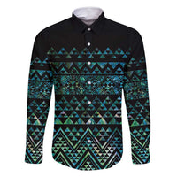 Maori Niho Taniwha Te Wheiao Family Matching Long Sleeve Bodycon Dress and Hawaiian Shirt Paua Shell LT7 Dad's Shirt - Long Sleeve Colorful - Polynesian Pride