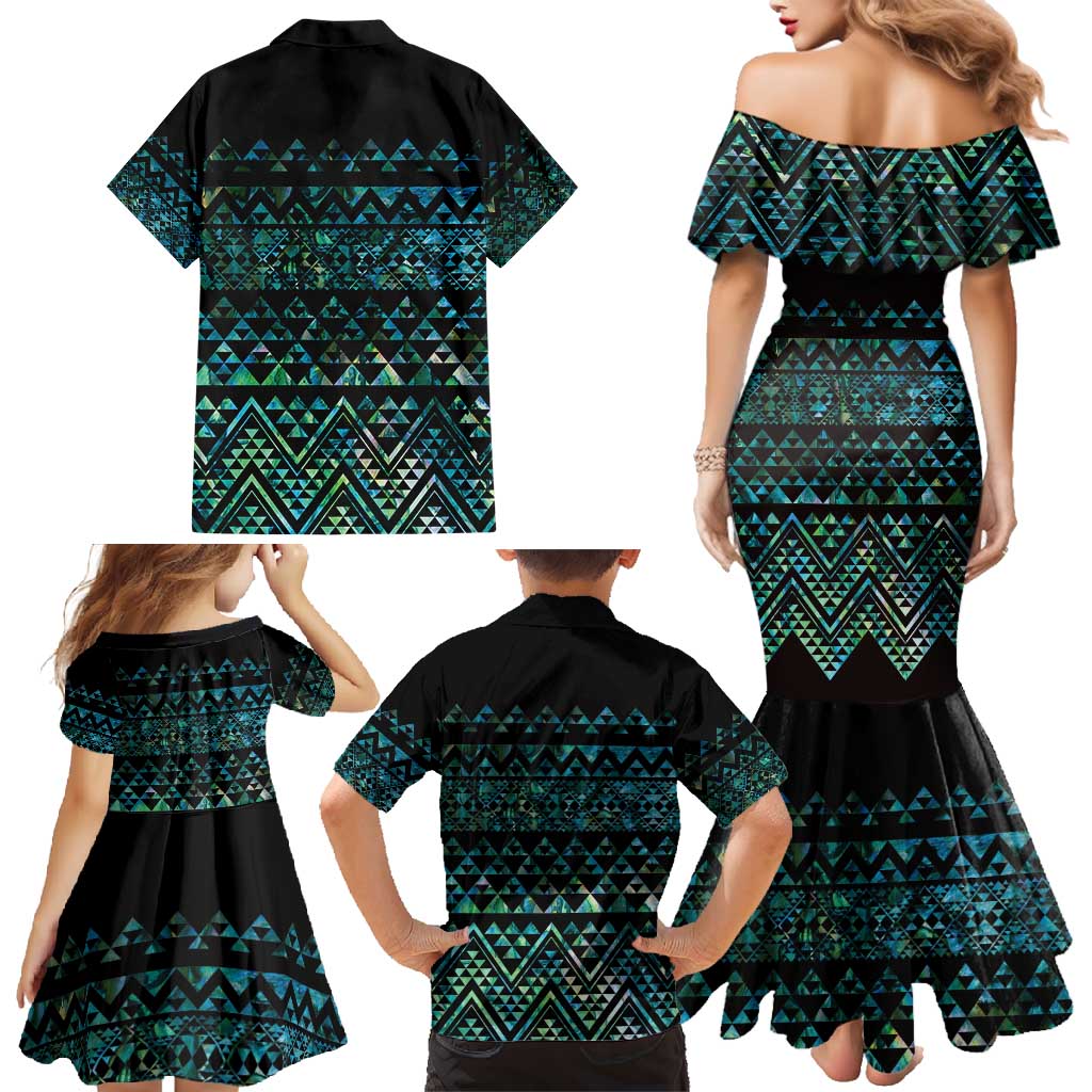 Maori Niho Taniwha Te Wheiao Family Matching Mermaid Dress and Hawaiian Shirt Paua Shell LT7 - Polynesian Pride