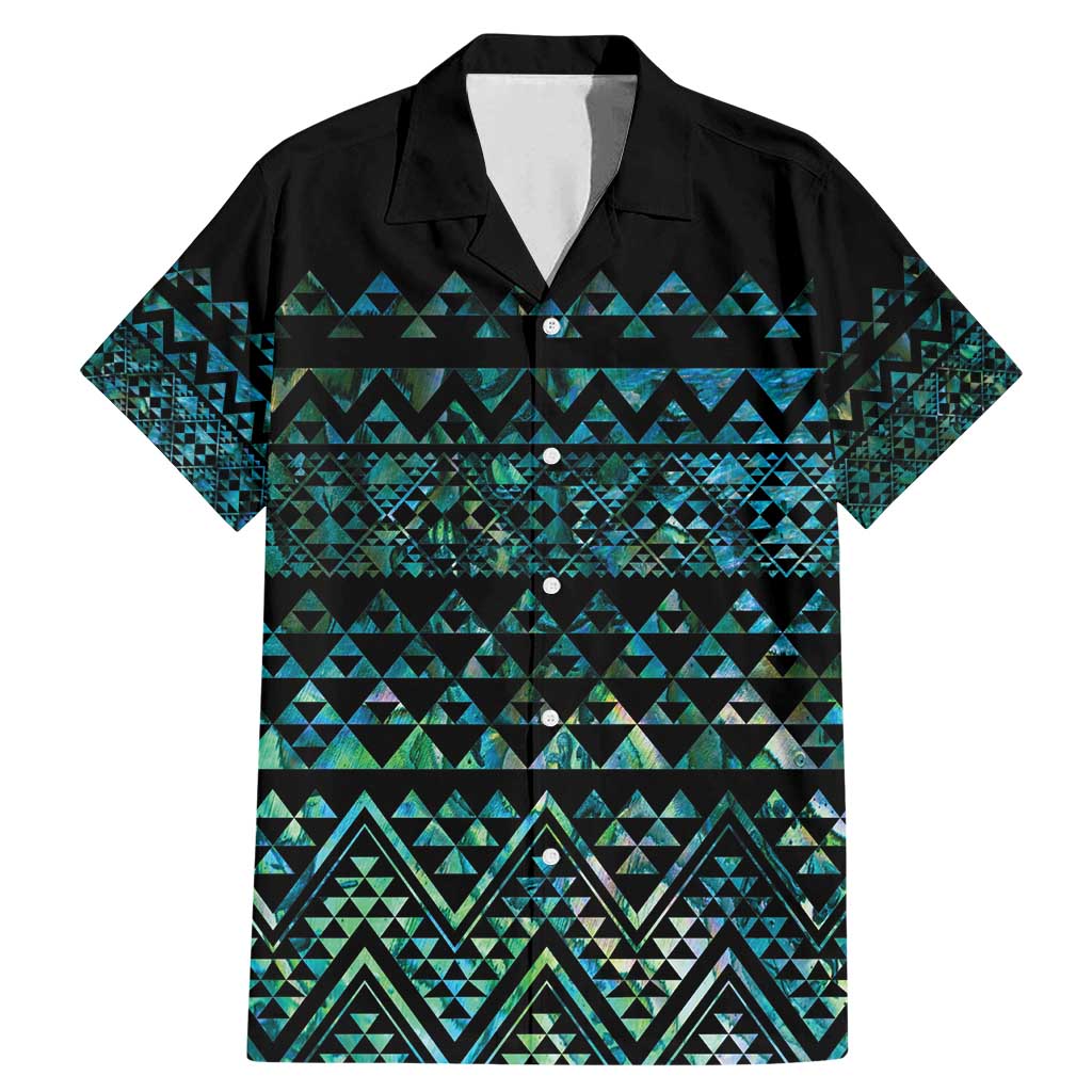 Maori Niho Taniwha Te Wheiao Family Matching Mermaid Dress and Hawaiian Shirt Paua Shell LT7 Dad's Shirt - Short Sleeve Colorful - Polynesian Pride