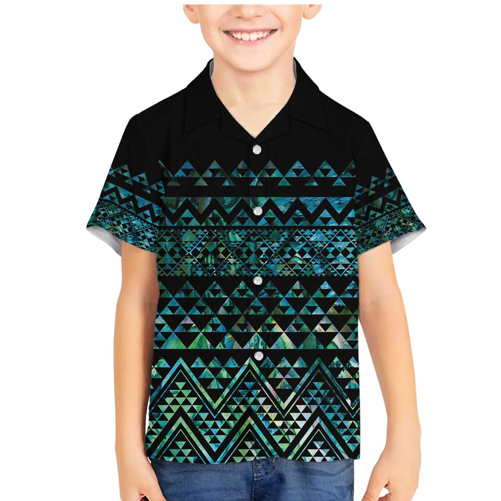Maori Niho Taniwha Te Wheiao Family Matching Mermaid Dress and Hawaiian Shirt Paua Shell LT7 Son's Shirt Colorful - Polynesian Pride