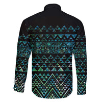 Maori Niho Taniwha Te Wheiao Family Matching Off The Shoulder Long Sleeve Dress and Hawaiian Shirt Paua Shell LT7 - Polynesian Pride