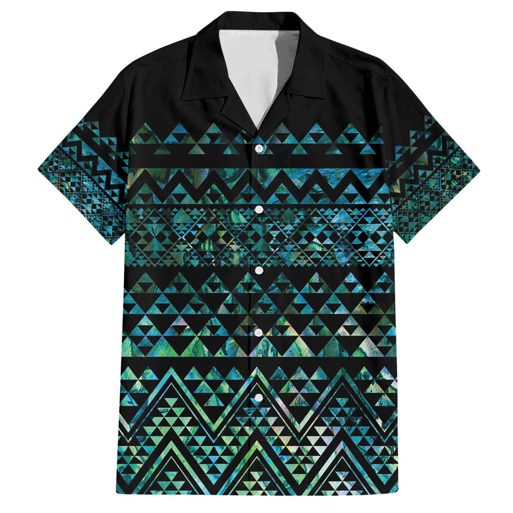 Maori Niho Taniwha Te Wheiao Family Matching Off Shoulder Maxi Dress and Hawaiian Shirt Paua Shell LT7 Dad's Shirt - Short Sleeve Colorful - Polynesian Pride