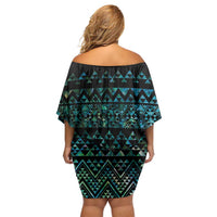 Maori Niho Taniwha Te Wheiao Family Matching Off Shoulder Short Dress and Hawaiian Shirt Paua Shell LT7 - Polynesian Pride