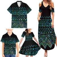 Maori Niho Taniwha Te Wheiao Family Matching Summer Maxi Dress and Hawaiian Shirt Paua Shell LT7 - Polynesian Pride