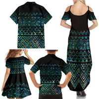 Maori Niho Taniwha Te Wheiao Family Matching Summer Maxi Dress and Hawaiian Shirt Paua Shell LT7 - Polynesian Pride