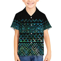 Maori Niho Taniwha Te Wheiao Family Matching Summer Maxi Dress and Hawaiian Shirt Paua Shell LT7 Son's Shirt Colorful - Polynesian Pride