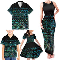 Maori Niho Taniwha Te Wheiao Family Matching Tank Maxi Dress and Hawaiian Shirt Paua Shell LT7 - Polynesian Pride