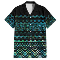 Maori Niho Taniwha Te Wheiao Family Matching Tank Maxi Dress and Hawaiian Shirt Paua Shell LT7 Dad's Shirt - Short Sleeve Colorful - Polynesian Pride