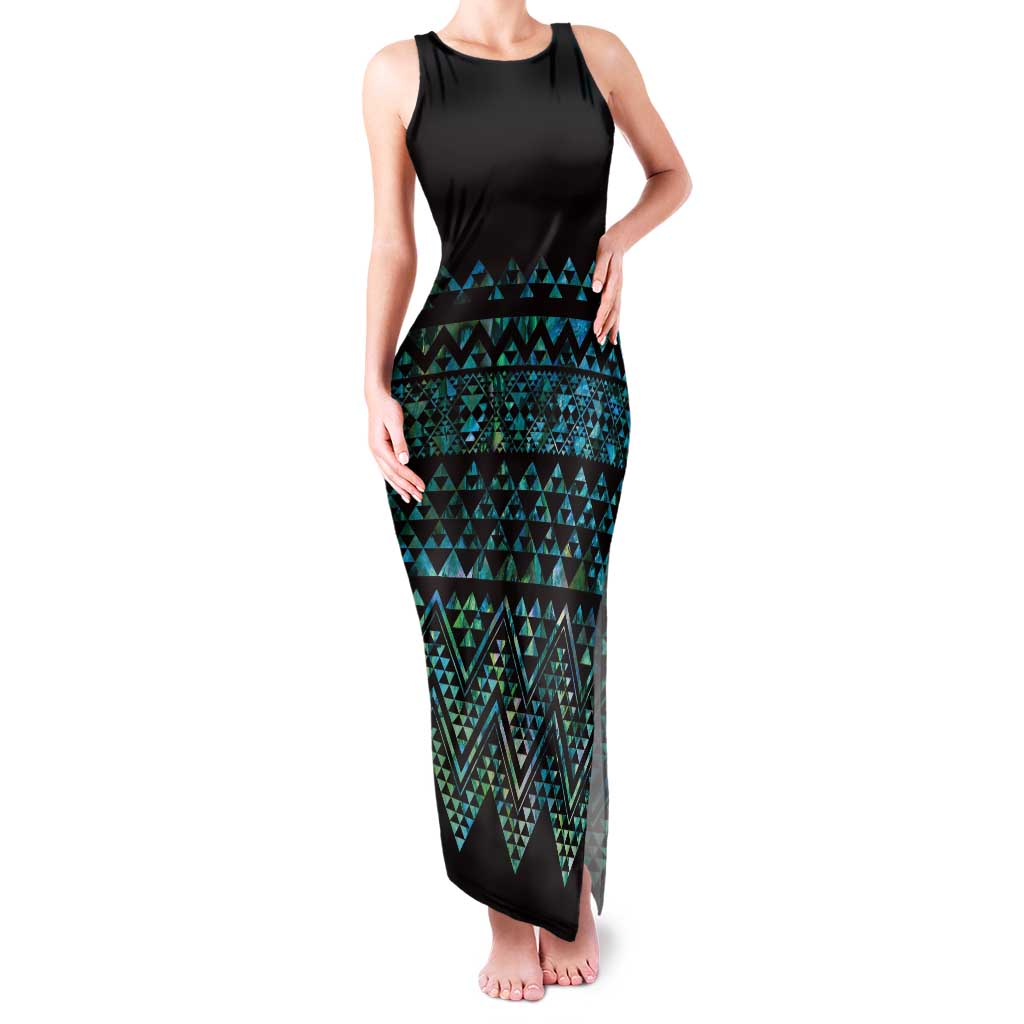 Maori Niho Taniwha Te Wheiao Family Matching Tank Maxi Dress and Hawaiian Shirt Paua Shell LT7 Mom's Dress Colorful - Polynesian Pride