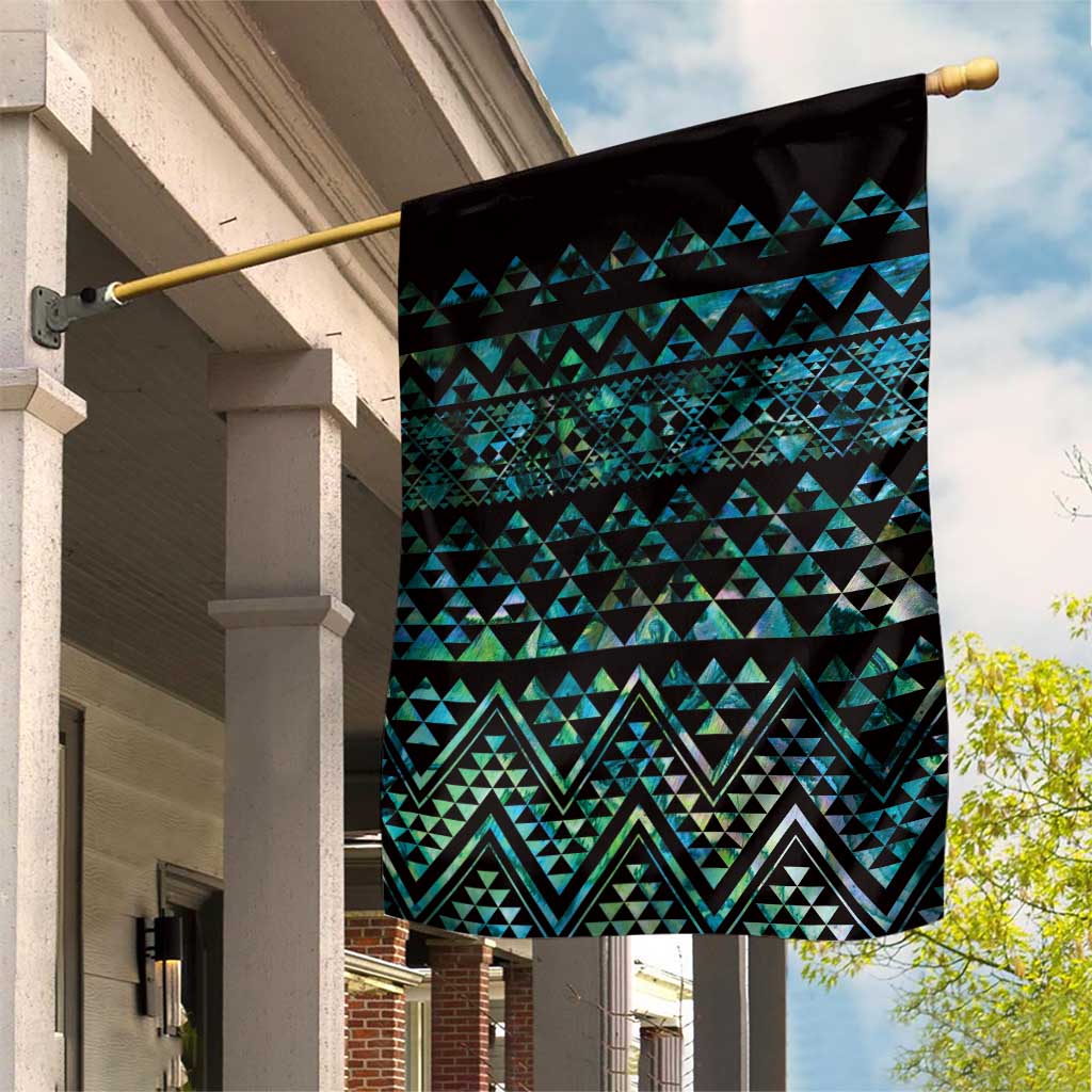 Maori Niho Taniwha Te Wheiao Garden Flag Paua Shell - Polynesian Pride