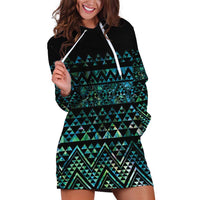 Maori Niho Taniwha Te Wheiao Hoodie Dress Paua Shell LT7 Colorful - Polynesian Pride