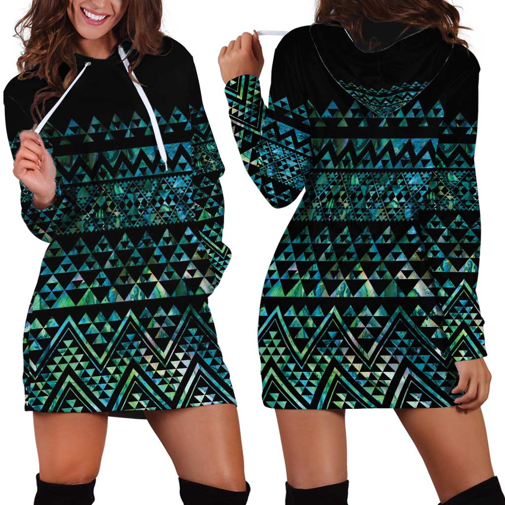 Maori Niho Taniwha Te Wheiao Hoodie Dress Paua Shell LT7 - Polynesian Pride
