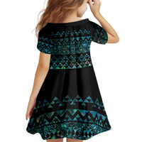 Maori Niho Taniwha Te Wheiao Kid Short Sleeve Dress Paua Shell LT7 - Polynesian Pride