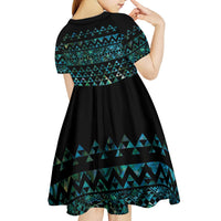 Maori Niho Taniwha Te Wheiao Kid Short Sleeve Dress Paua Shell LT7 - Polynesian Pride