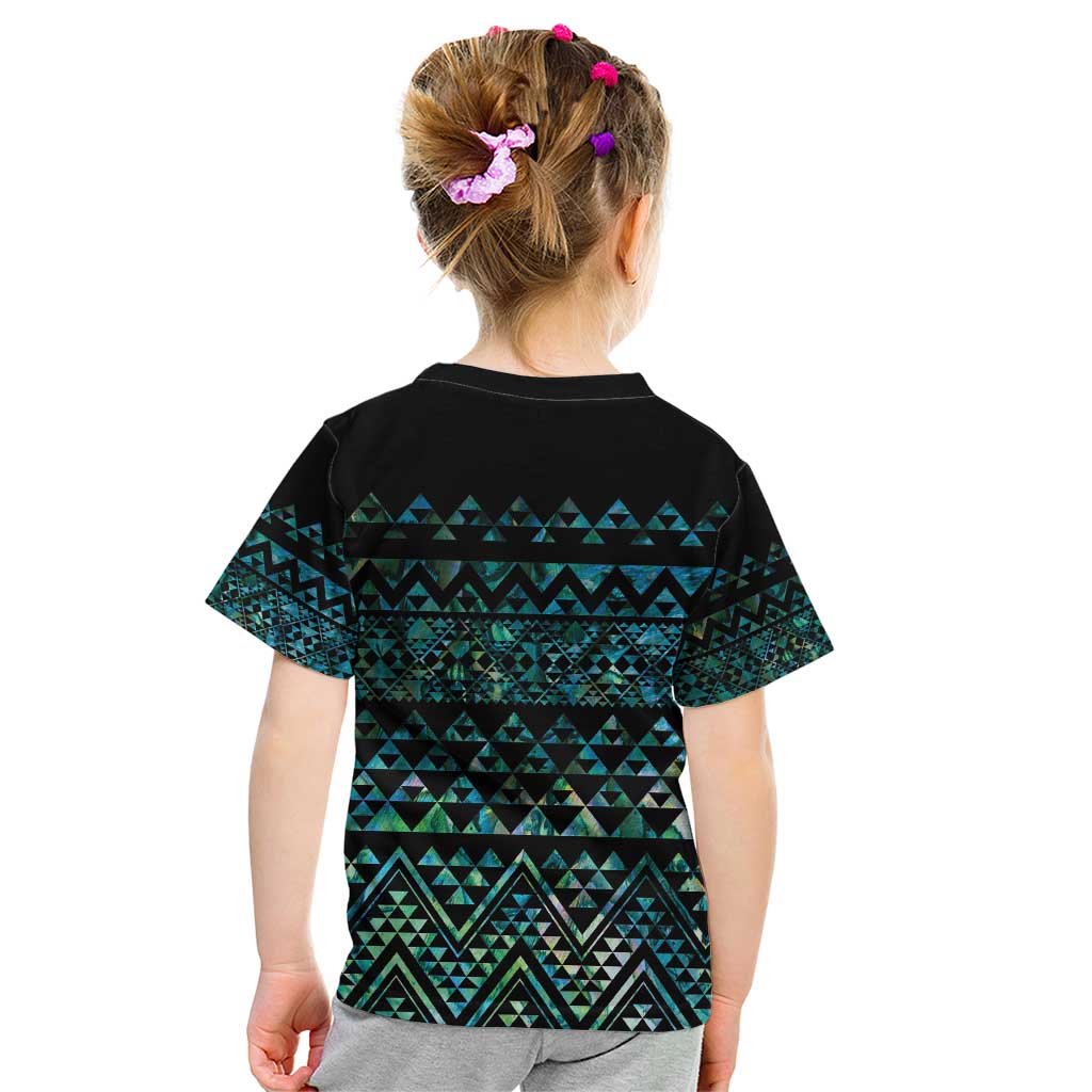 Maori Niho Taniwha Te Wheiao Kid T Shirt Paua Shell - Polynesian Pride
