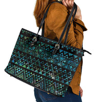 Maori Niho Taniwha Te Wheiao Leather Tote Bag Paua Shell - Polynesian Pride