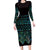 Maori Niho Taniwha Te Wheiao Long Sleeve Bodycon Dress Paua Shell - Polynesian Pride