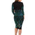 Maori Niho Taniwha Te Wheiao Long Sleeve Bodycon Dress Paua Shell - Polynesian Pride