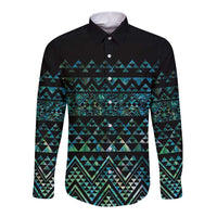 Maori Niho Taniwha Te Wheiao Long Sleeve Button Shirt Paua Shell LT7 Unisex Colorful - Polynesian Pride