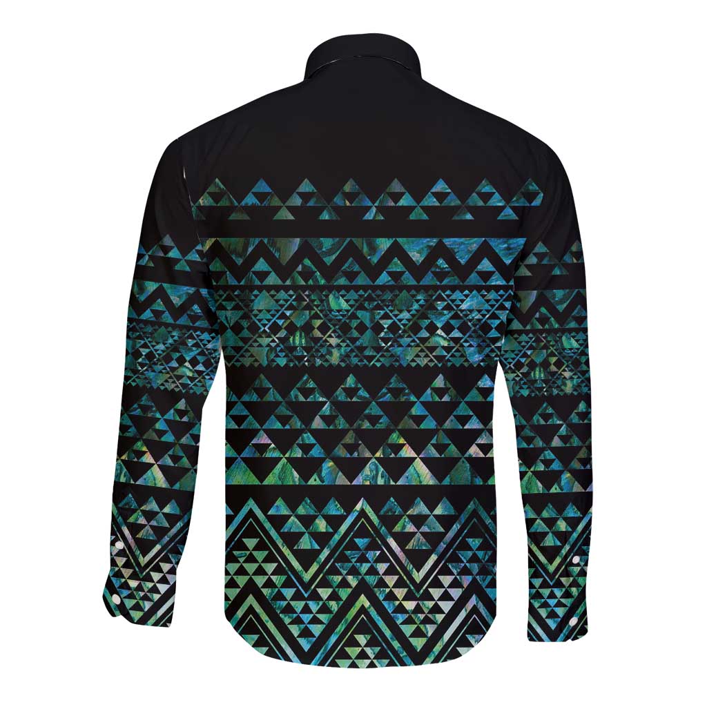 Maori Niho Taniwha Te Wheiao Long Sleeve Button Shirt Paua Shell LT7 - Polynesian Pride