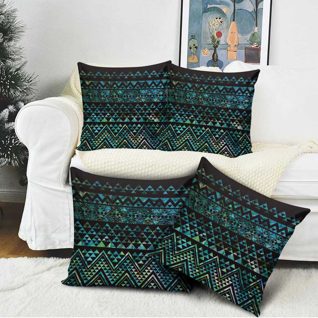 Maori Niho Taniwha Te Wheiao Pillow Cover Paua Shell - Polynesian Pride