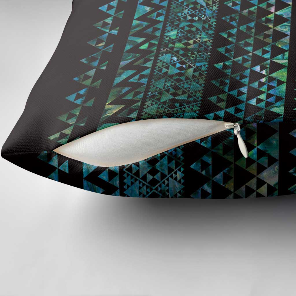 Maori Niho Taniwha Te Wheiao Pillow Cover Paua Shell - Polynesian Pride