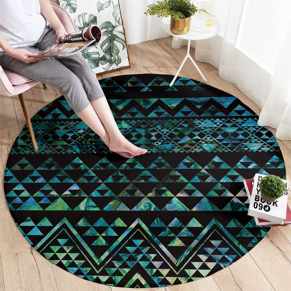 Maori Niho Taniwha Te Wheiao Round Carpet Paua Shell - Polynesian Pride