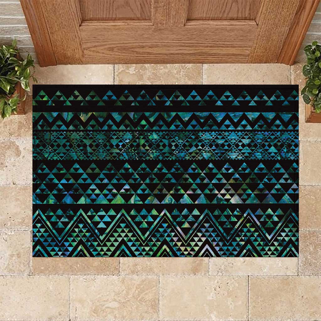 Maori Niho Taniwha Te Wheiao Rubber Doormat Paua Shell LT7 Colorful - Polynesian Pride