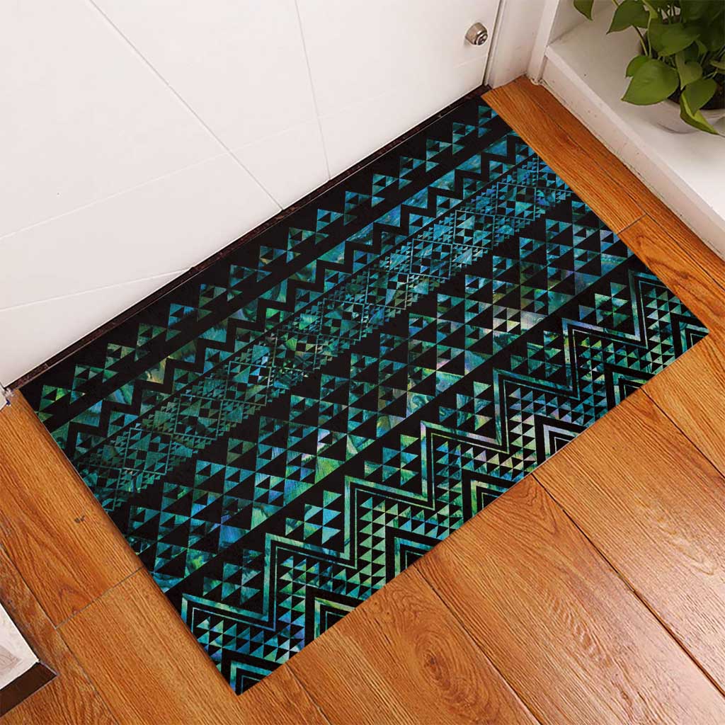 Maori Niho Taniwha Te Wheiao Rubber Doormat Paua Shell - Polynesian Pride