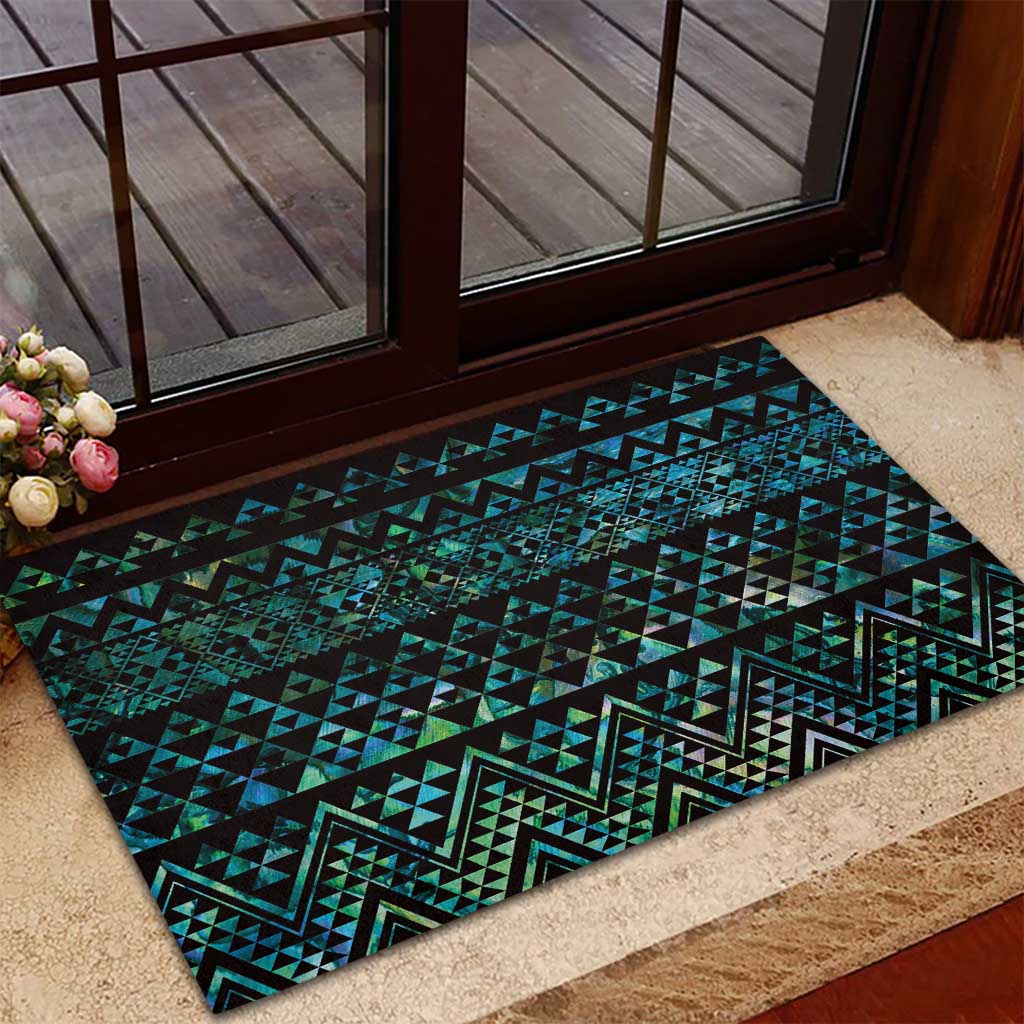 Maori Niho Taniwha Te Wheiao Rubber Doormat Paua Shell - Polynesian Pride