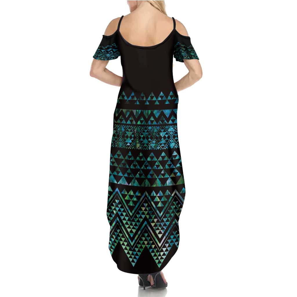 Maori Niho Taniwha Te Wheiao Summer Maxi Dress Paua Shell - Polynesian Pride