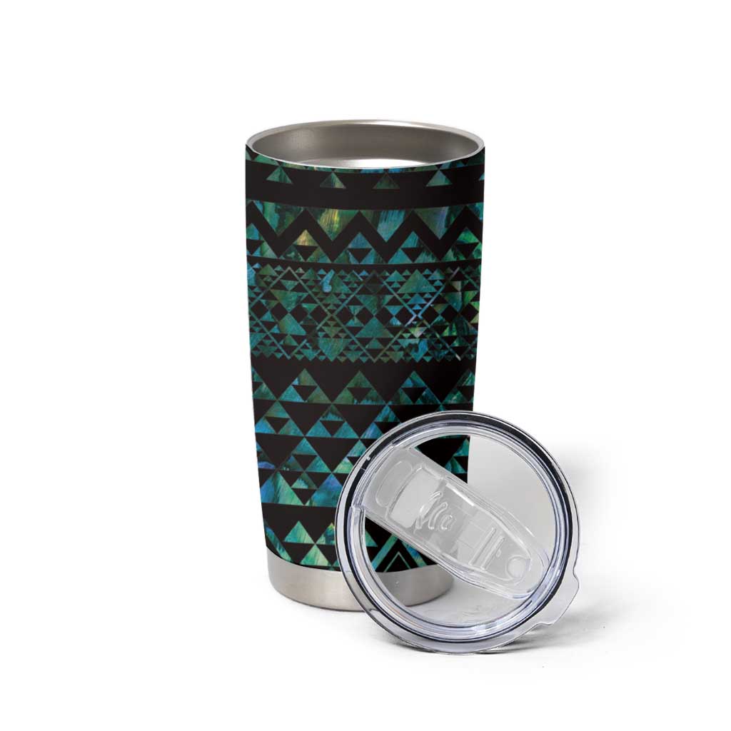 Maori Niho Taniwha Te Wheiao Tumbler Cup Paua Shell - Polynesian Pride