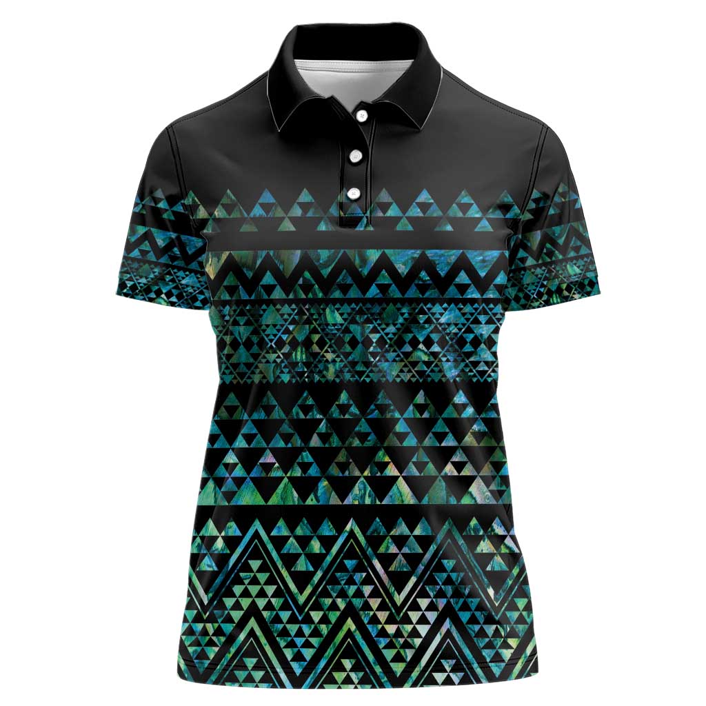 Maori Niho Taniwha Te Wheiao Women Polo Shirt Paua Shell - Polynesian Pride