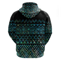 Maori Niho Taniwha Te Wheiao Zip Hoodie Paua Shell LT7 - Polynesian Pride