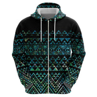 Maori Niho Taniwha Te Wheiao Zip Hoodie Paua Shell LT7 - Polynesian Pride