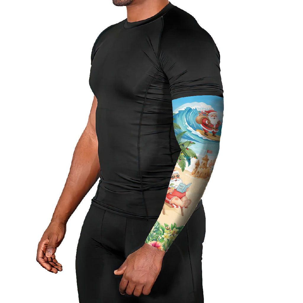 Tropical Christmas Funny Santa Arm Sleeves Beach Vacation