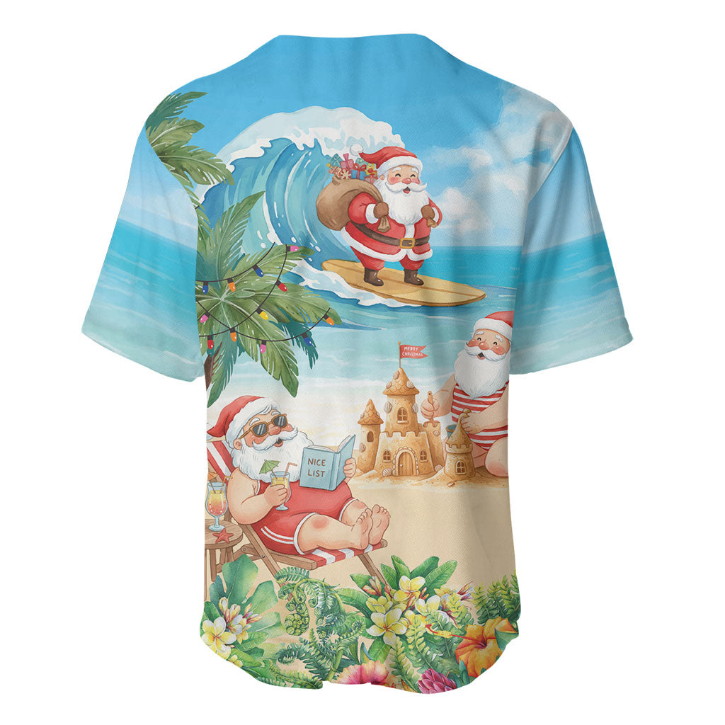 Tropical Christmas Funny Santa Baseball Jersey Beach Vacation
