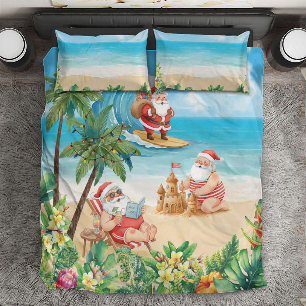 Tropical Christmas Funny Santa Bedding Set Beach Vacation LT7 Multicolor - Polynesian Pride
