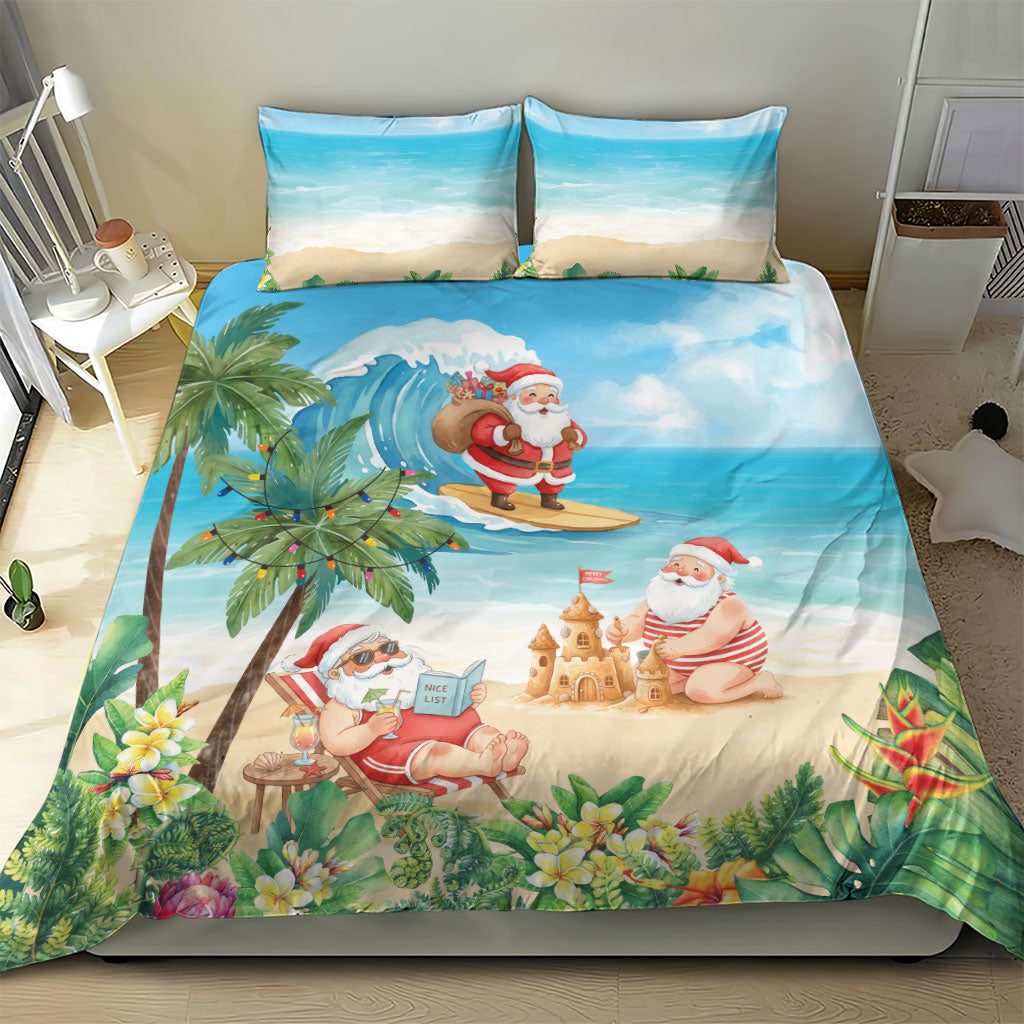 Tropical Christmas Funny Santa Bedding Set Beach Vacation
