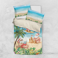 Tropical Christmas Funny Santa Bedding Set Beach Vacation