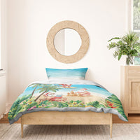 Tropical Christmas Funny Santa Bedding Set Beach Vacation