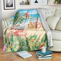 Tropical Christmas Funny Santa Blanket Beach Vacation