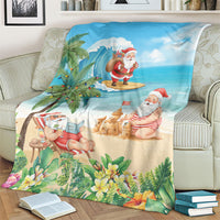 Tropical Christmas Funny Santa Blanket Beach Vacation