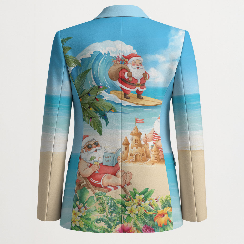 Tropical Christmas Funny Santa Blazer Beach Vacation