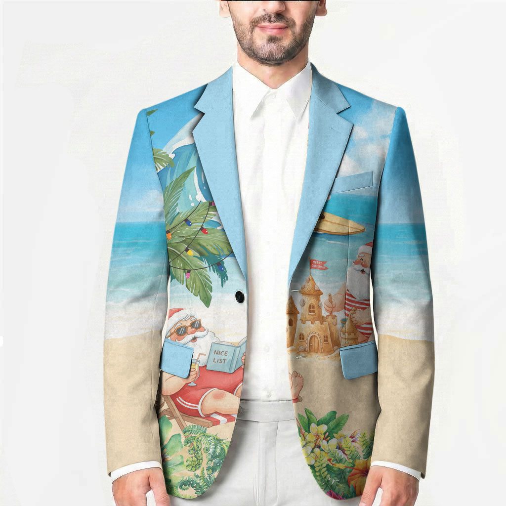 Tropical Christmas Funny Santa Blazer Beach Vacation