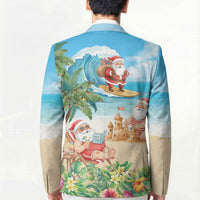 Tropical Christmas Funny Santa Blazer Beach Vacation