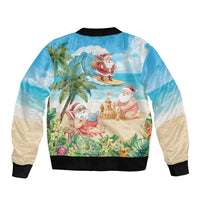 Tropical Christmas Funny Santa Bomber Jacket Beach Vacation