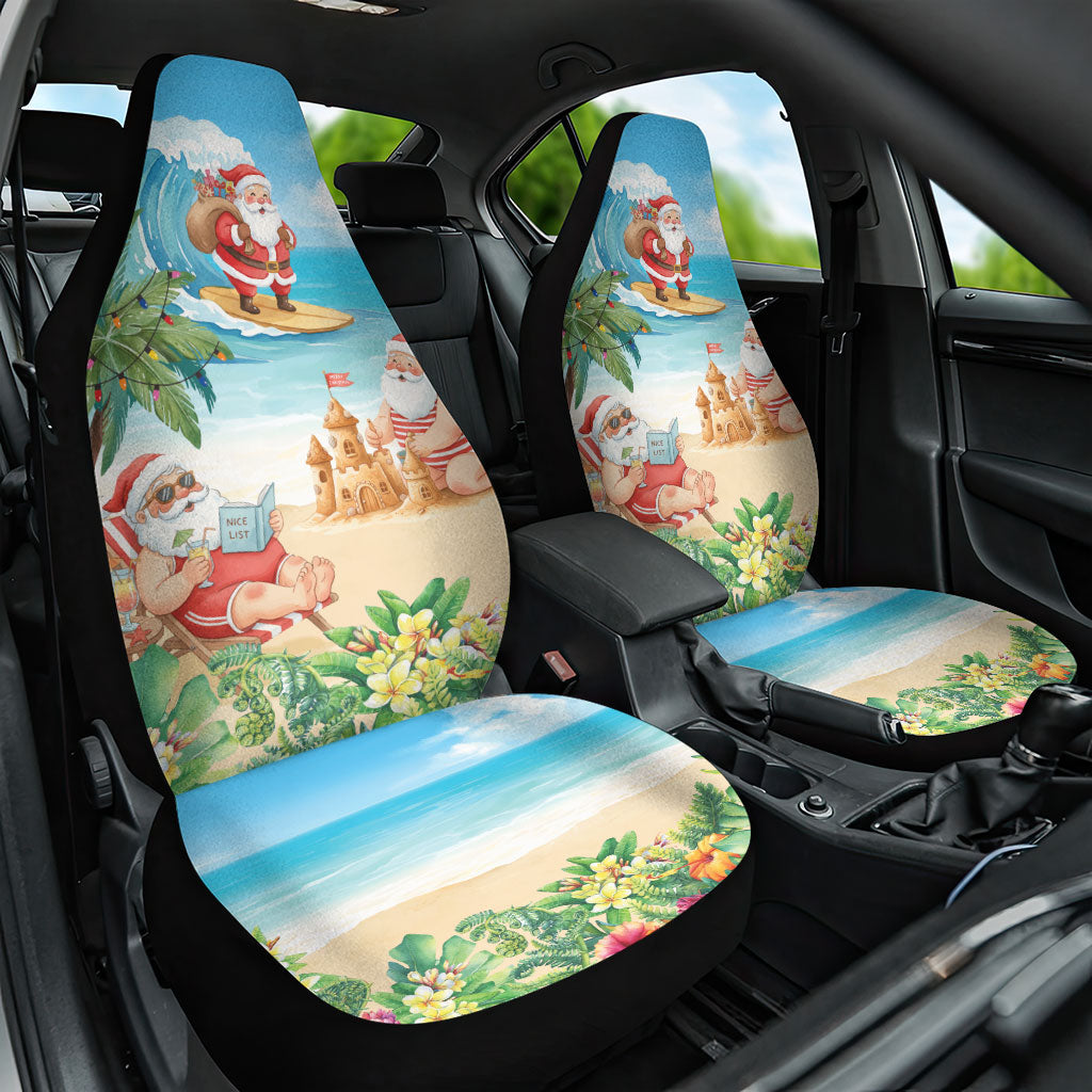 Tropical Christmas Funny Santa Car Seat Cover Beach Vacation