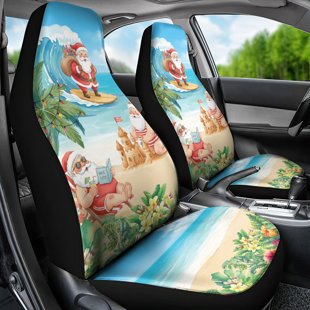 Tropical Christmas Funny Santa Car Seat Cover Beach Vacation